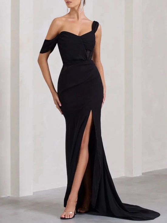 Club L London Dresses & Skirts - Club L London NWT Black One Shoulder Formal Gown Size 12